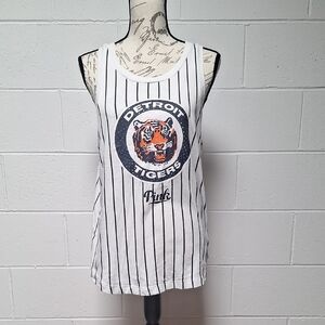 PINK Victoria's Secret White and Blue Sleeveless Detroit Tigers Tank Top